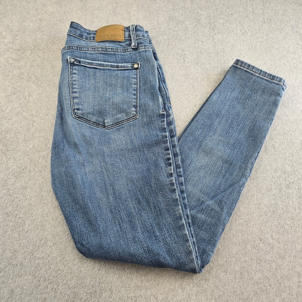 JUDY BLUE Skinny Jeans Women 13/31 Blue Distressed High Rise Stretch Denim Chic